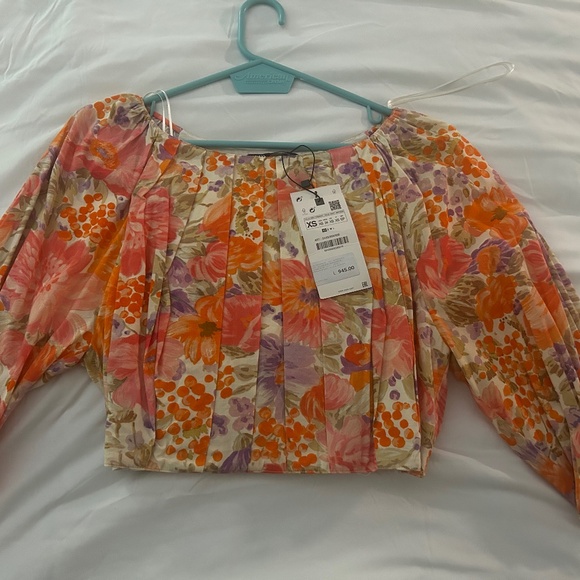 NWT Zara floral Crop Top size XS - Picture 4 of 6
